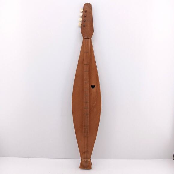 VTG Wooden Appalachian Mountain Dulcimer Folk String Instrument Heart Soundhole - Picture 1 of 12